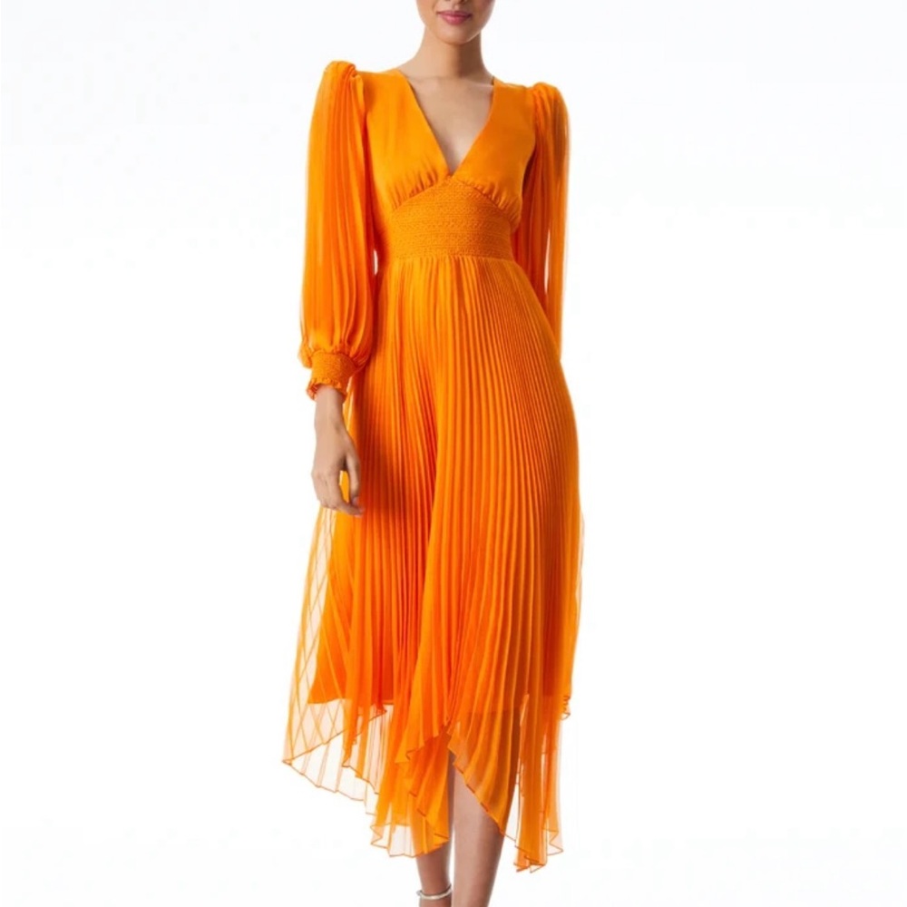 Alice + Olivia SION PLEATED MIDI DRESS